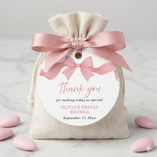 Cute Pink Bow She's Tying the Knot Bridal Shower Favor Tags