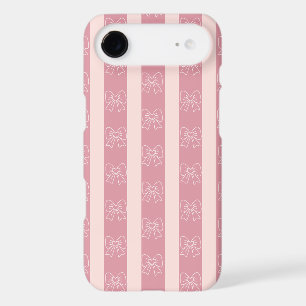 Cute Pink Bow Stripe Pattern – Girly Aesthetic iPhone 17 Air Case