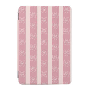 Cute Pink Bow Stripe Pattern – Girly Aesthetic iPad Mini Cover
