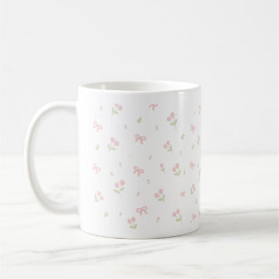 Cute Pink Bow & Tulip Seamless Pattern Coquette Coffee Mug