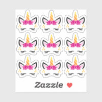 Cute Pink Bow Unicorn Stickers