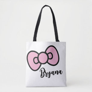 Cute Pink Bow Whimsical Tote Bag
