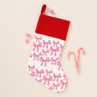 cute pink bow wrapping Paper Christmas Stocking