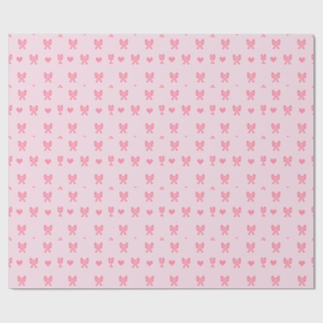  Cute Pink Bows and Hearts Coque Wrapping Paper (Flat)