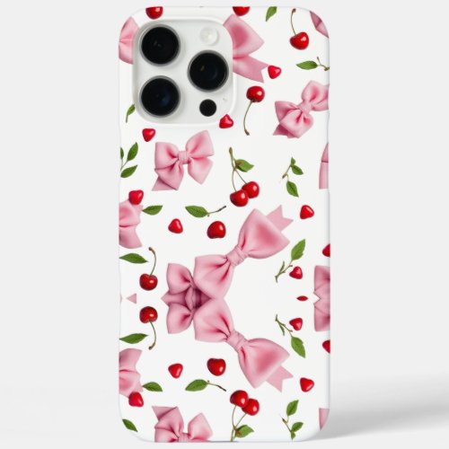 Cute pink bows&amp;cherries iPhone 16 pro max case