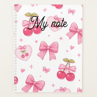 Cute Pink Bows & Cherries Notebook | Kawaii Coquet