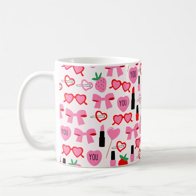 Cute Pink Bows Coffee Mug (Left)