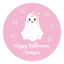 CUTE PINK BOWS HALLOWEEN GHOST