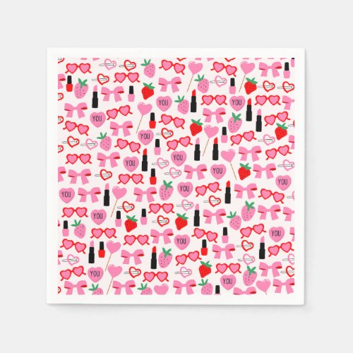 Cute Pink Bows Paper Napkins