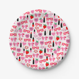 Cute Pink Bows Paper Plates