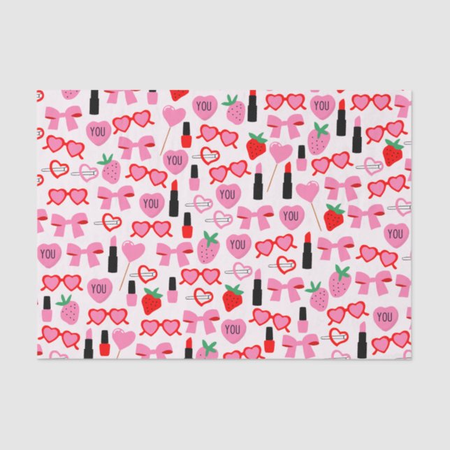 Cute Pink Bows Tissue Paper (Front)
