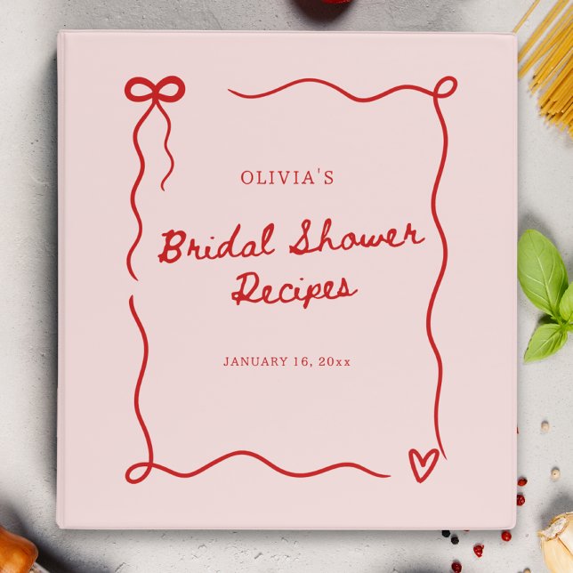 Cute Pink Bridal Shower Recipes  3 Ring Binder (Creator Uploaded)