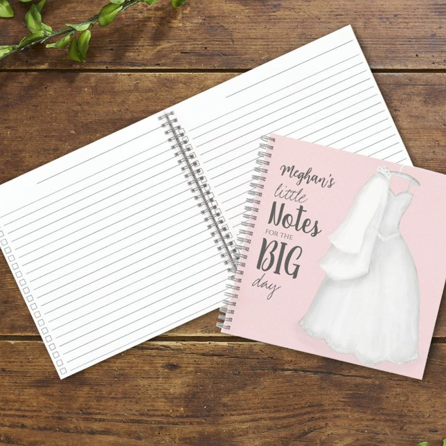 Cute Pink Bride Journal Personalized  (Wedding notebook planner.)
