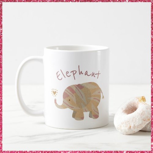Cute Pink Brown and Bronze Baby Elephant Coffee Mug