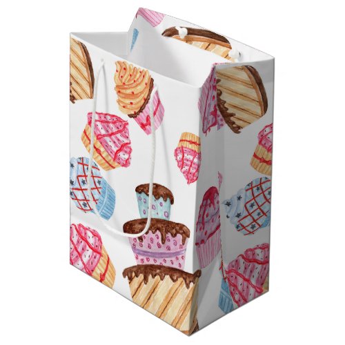 Cute Pink Brown Cupcakes Pattern Gift Bag