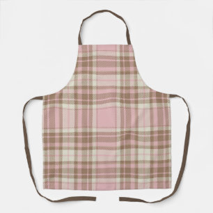 Cute Pink Brown Plaid Apron