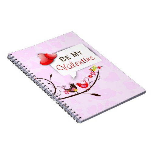 Cute Pink Brown  Red Valentines Love Birds Notebook
