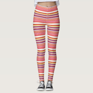 Cute pink brown stripes leggings