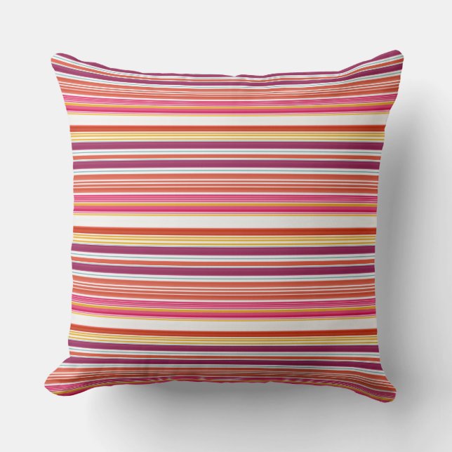 Cute pink brown stripes throw pillow (Front)