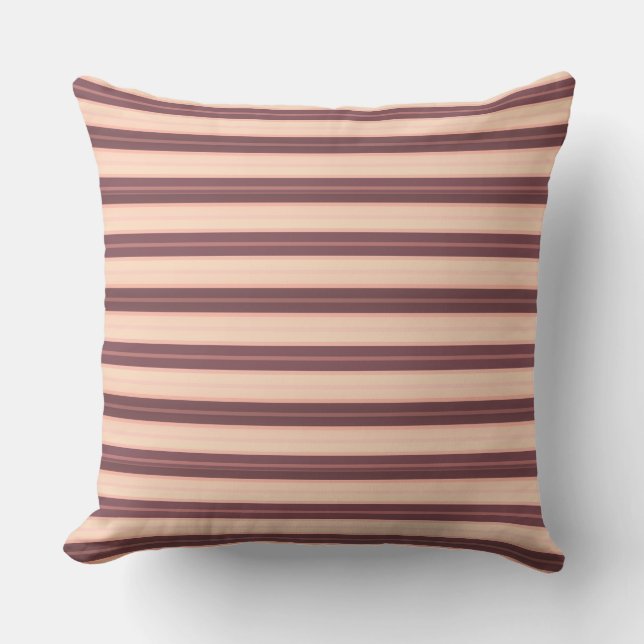 Cute pink brown stripes throw pillow (Front)