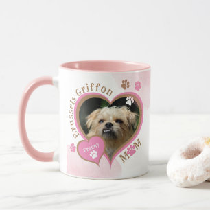 Cute Pink Brussels Griffon Dog Mom Photo and Name Mug