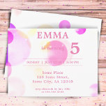 Cute Pink Bubbles Kids Birthday Party Invitation<br><div class="desc">Cute Pink Bubbles Kids Birthday Party Invitation // Cute bubbles postcard for a kid`s birthday party celebration. Personalize this birthday invitation card with child`s name and all data on the back side of the postcard. This invitation has gentle pink and purple colorful bubbles on a white background. The pink makes...</div>