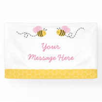 Cute Pink Bumble Bee Baby Shower Banner