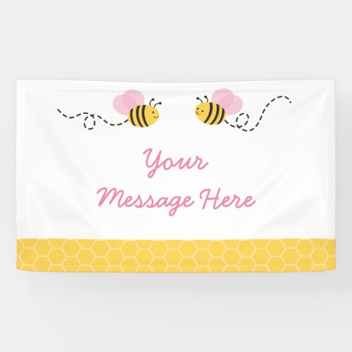 Cute Pink Bumble Bee Baby Shower Banner
