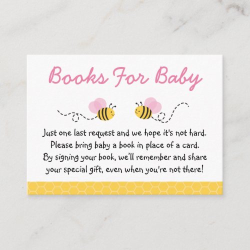 Cute Pink Bumble Bee Book Request Cards