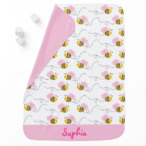 Cute Pink Bumble Bee Receiving Blanket