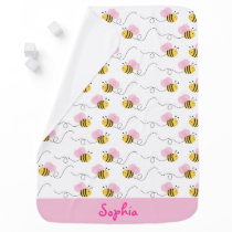 Cute Pink Bumble Bee Stroller Blanket