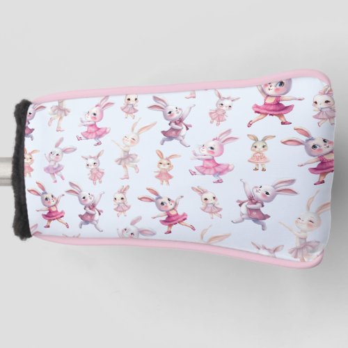 Cute Pink Bunnies Dancing Pattern Golf Head Cover