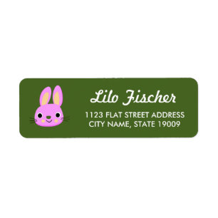Cute pink bunnies on dark green label