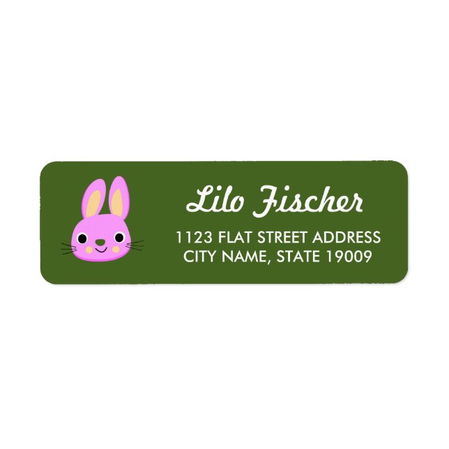 Cute pink bunnies on dark green label (Front)