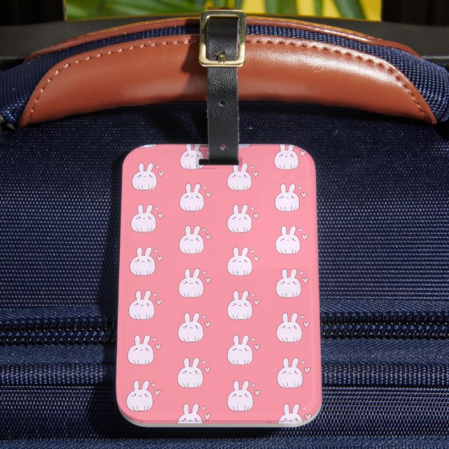 Cute Pink Bunnies Pattern  Luggage Tag (Front Insitu 2)