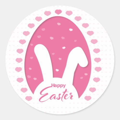 Cute pink bunny and hearts Easter Sticker