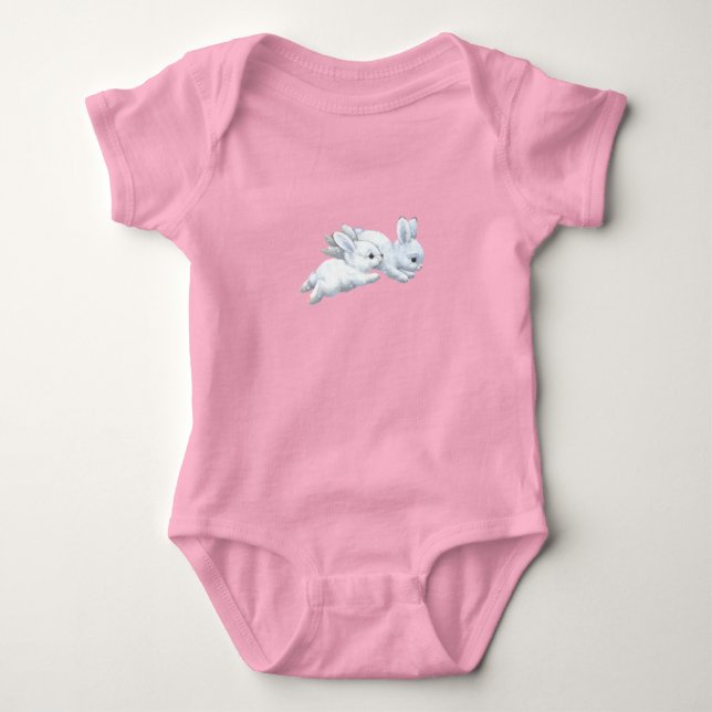 Cute Pink Bunny Baby Girl Bodysuit (Front)