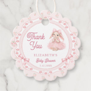 Cute Pink Bunny Baby Shower Thank You Favor Tags