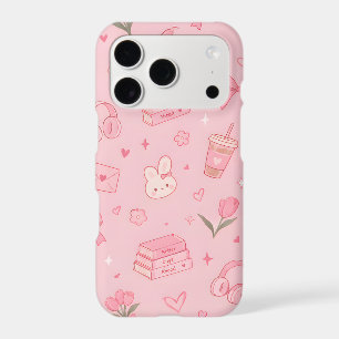 Cute Pink Bunny Bows & Tulips Coquette Pattern iPhone 17 Pro Case
