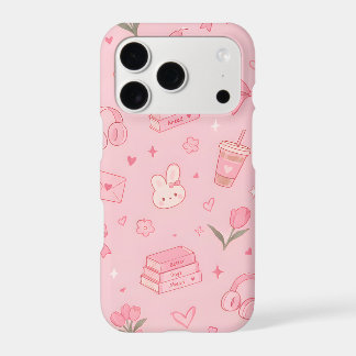 Cute Pink Bunny Bows & Tulips Coquette Pattern iPhone 17 Pro Case