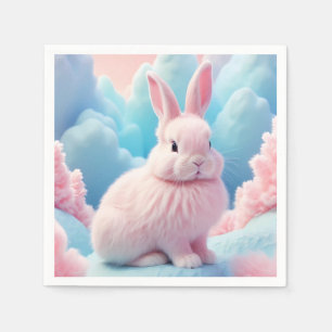Cute Pink Bunny Cotton Candy Clouds Napkins