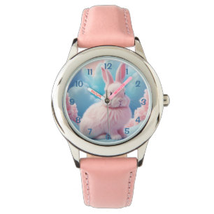 Cute Pink Bunny Cotton Candy Clouds Watch