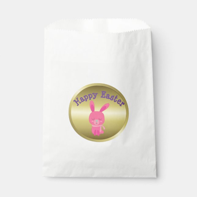 Cute Pink Bunny Easter Favor Bag (Front)