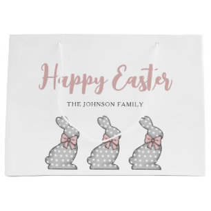Cute Pink Bunny Easter Large Gift Bag