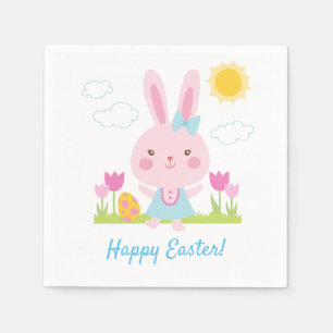 Cute Pink Bunny Easter Napkins