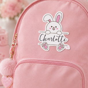 Cute Pink Bunny Girl's Fun Birthday Sticker