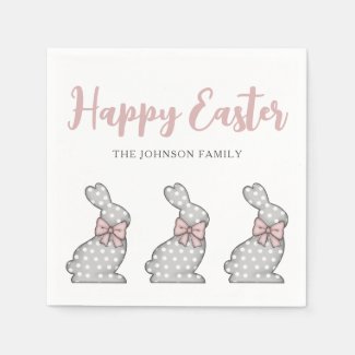 Cute Pink Bunny Happy Easter 