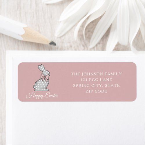 Cute Pink Bunny Happy Easter Return Address Label