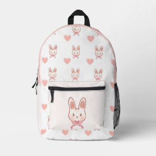 Cute Pink Bunny & Hearts Pattern Backpack