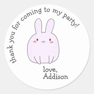 Cute Pink Bunny - Kids Birthday Thank You 